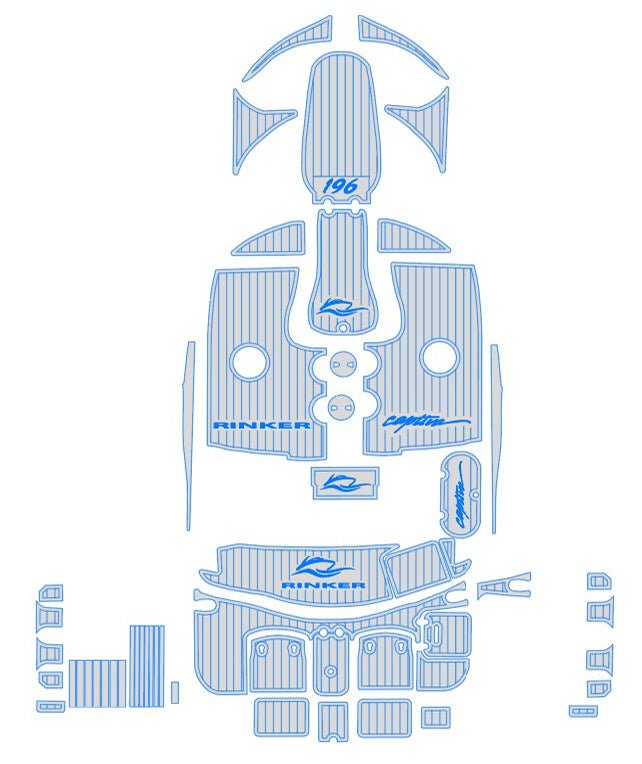 2015 Rinker Captiva 196 Custom Boat Deck Mats Swim Platform & Cockpit Pad Kits - HJDECK