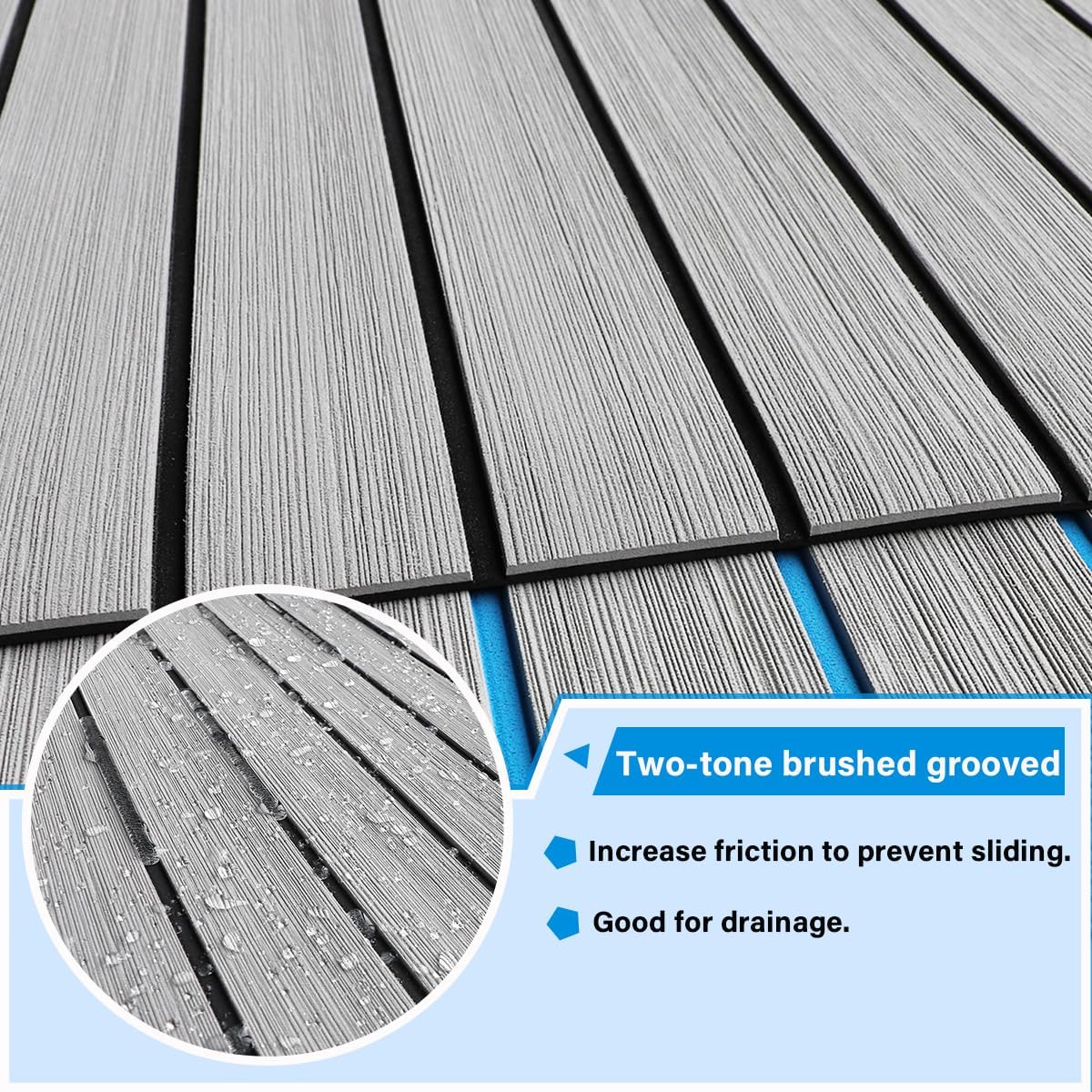 3M Boat Flooring EVA Foam Boat Decking 94.5"x45.2" Light grey with Black Base - HJDECK