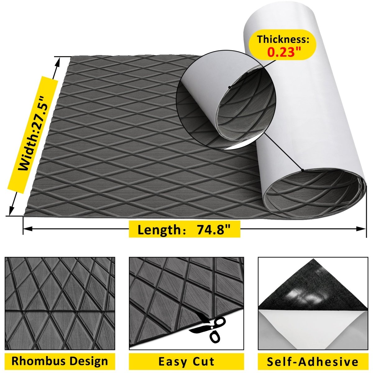 Boat Flooring EVA Foam Decking Sheet Diamond Pattern Marine Mat - HJDECK