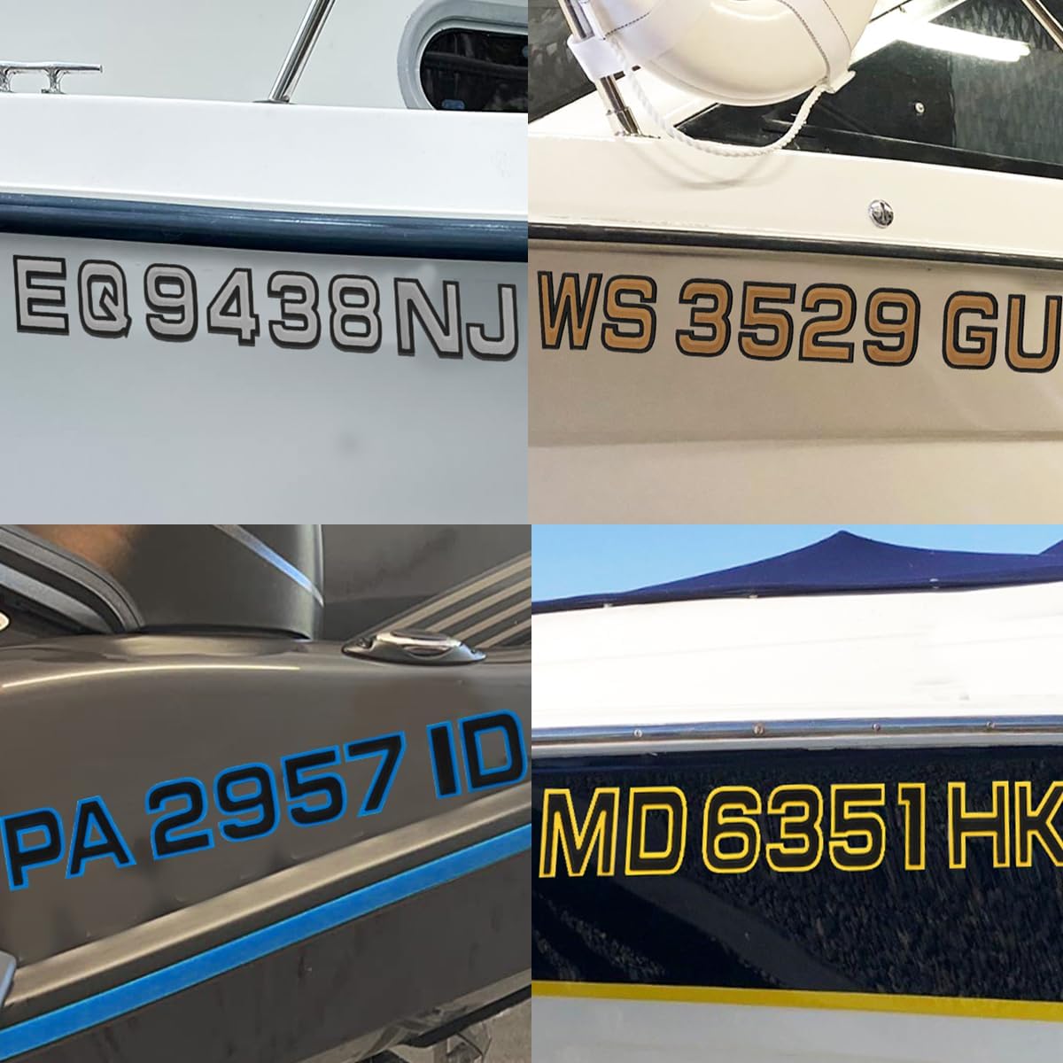 Custom Boat Registration Numbers & Letters Marine EVA Lettering Sticke ...