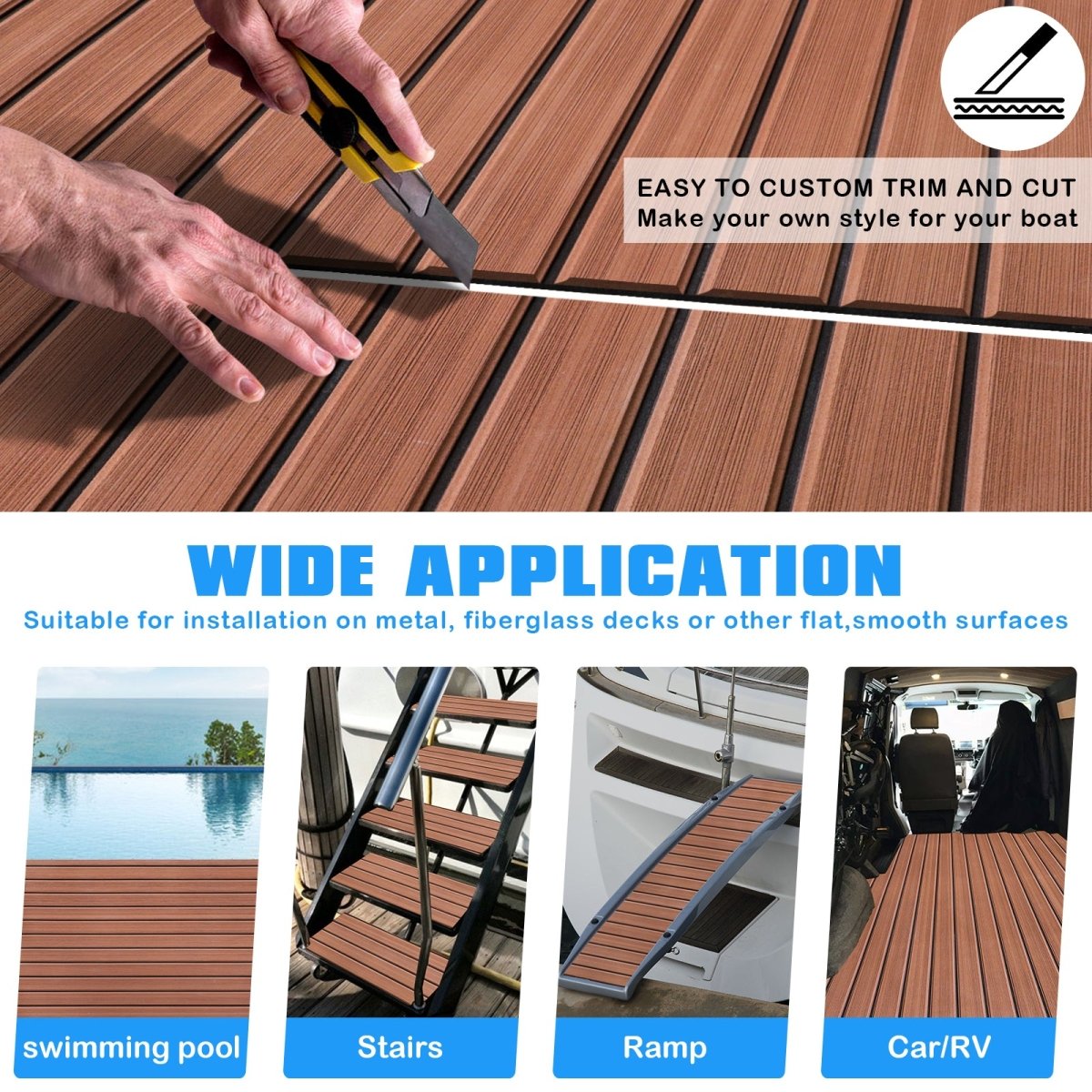 HJDECK Non Slip Carpet Pad EVA Foam Boat Flooring Mats for Yachts Swim Platform - HJDECK