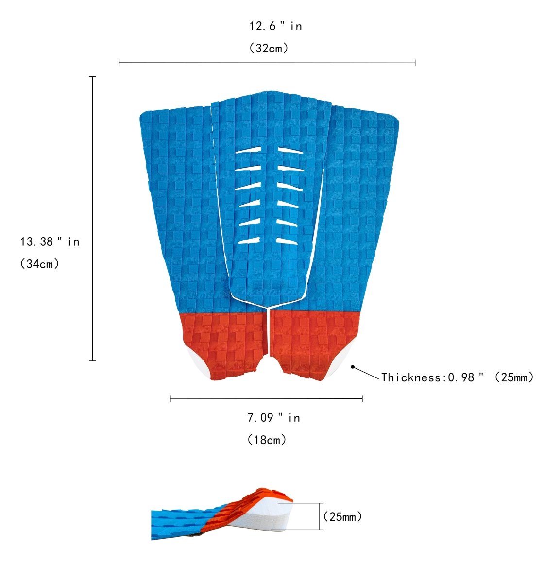 Short Board 3 pieces Traction Pad - Blue - HJDECK